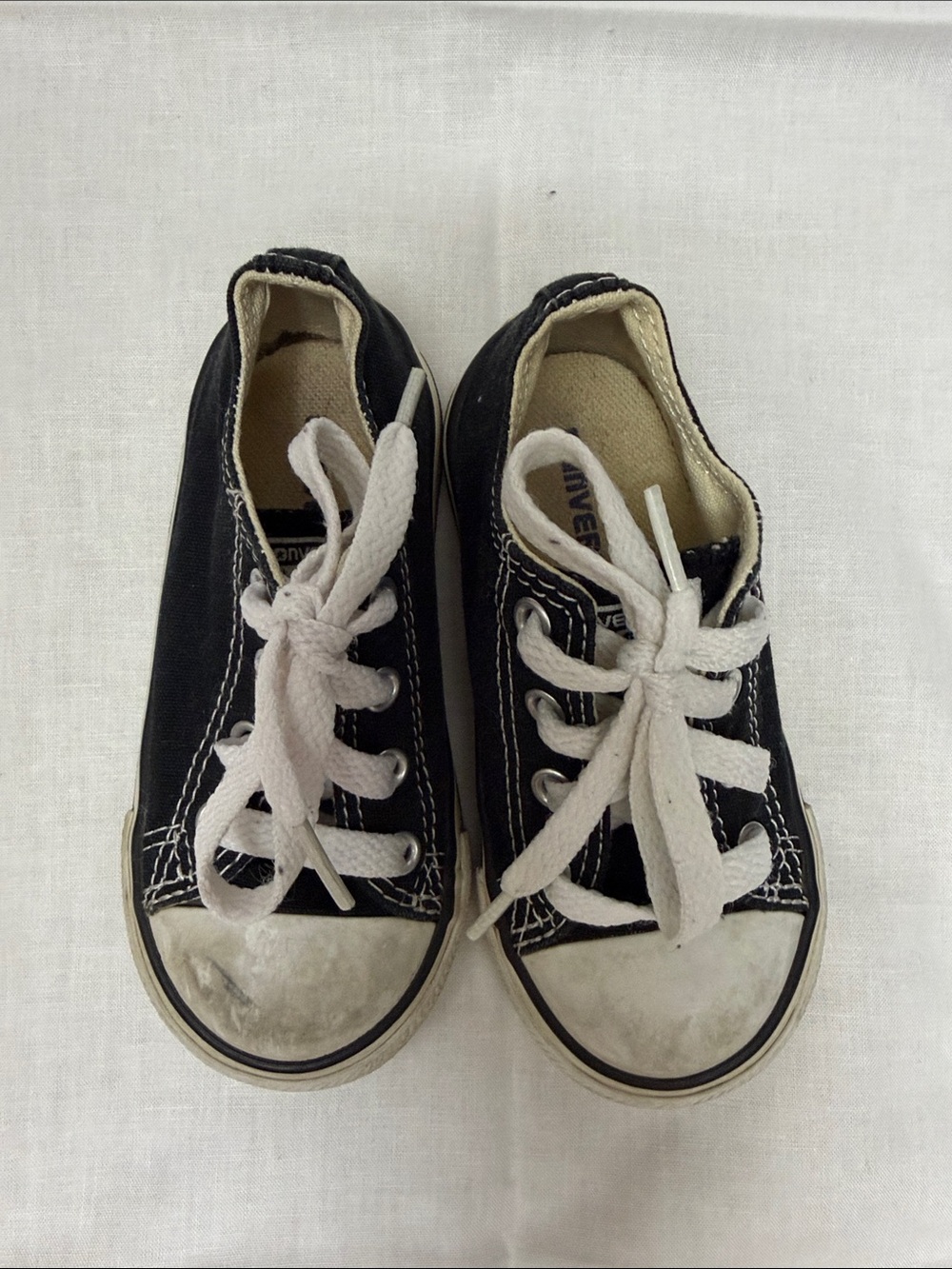 Converse Kids Black Canvas Low-Top Sneakers with White Laces